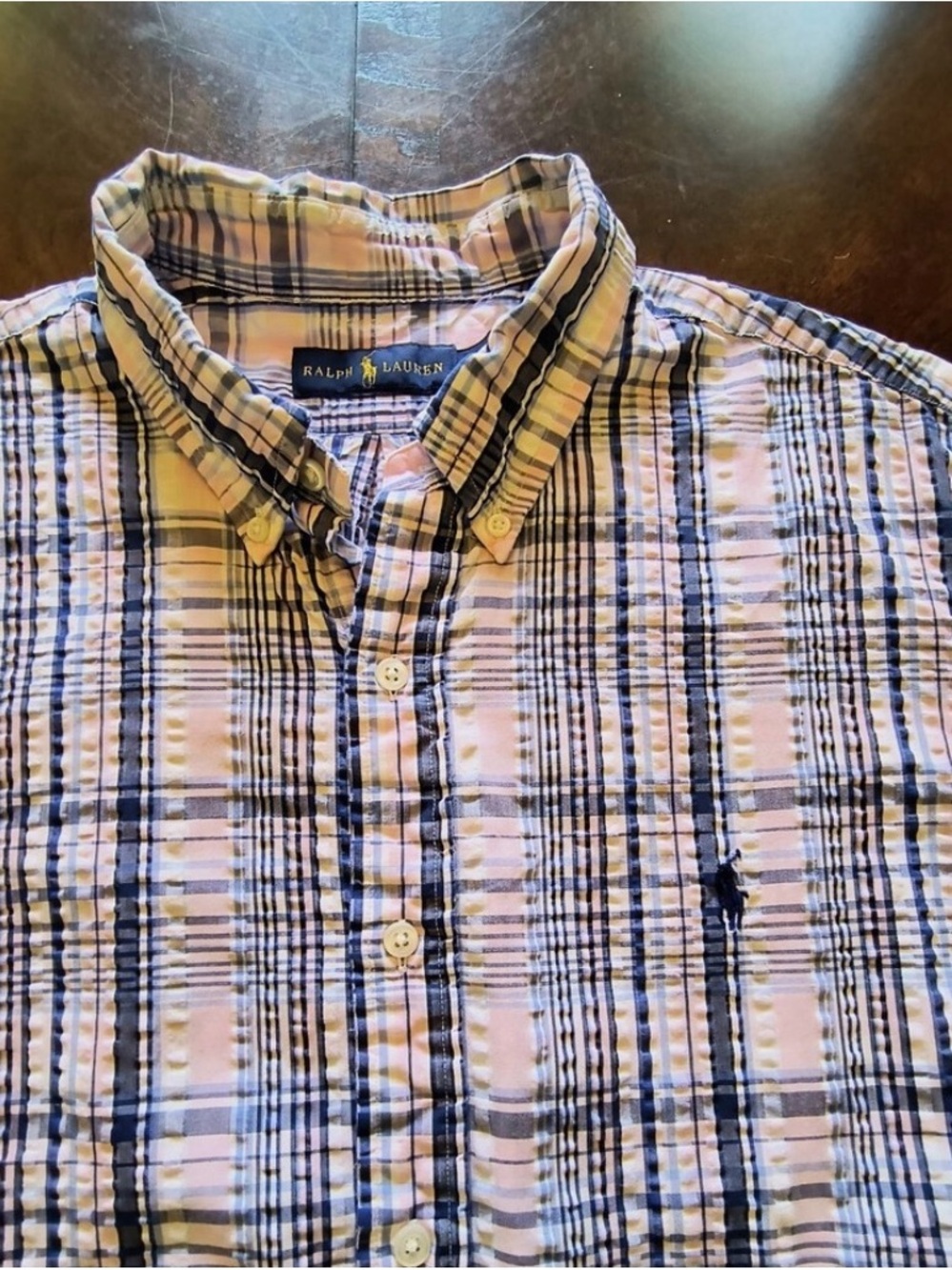 Ralph Lauren Pink and Navy Plaid Button-Down Shirt